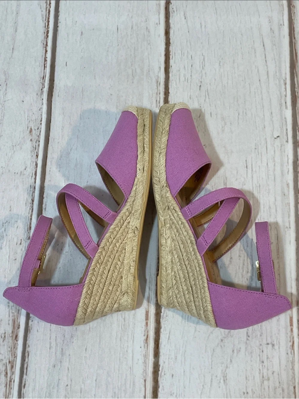 NWT Talbots Lilac Espadrille 7 Wedge Sandals Lyndsay Strappy Ankle Shoes NEW